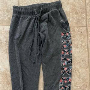 dark grey graphic sweats